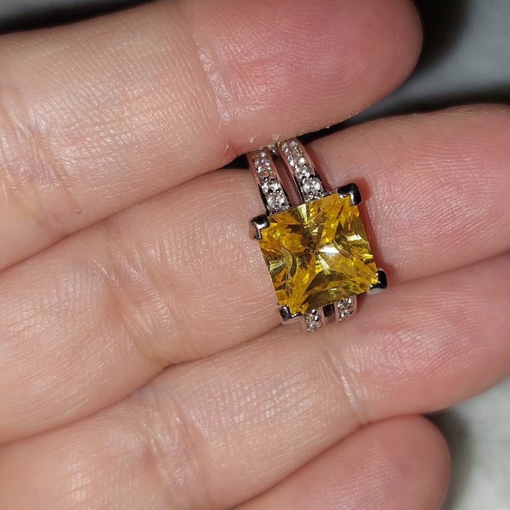 Park Lane Yellow Gemstone Silver Ring